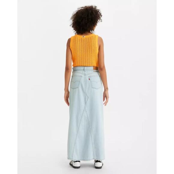 NWOT Levi’s Sample Piece ICONIC LONG SKIRT Medium Wash Maxi denim skirt size 27 - Picture 2 of 10